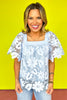 Blue Floral Lace Square Neck Scallop Hemline Top *FINAL SALE*