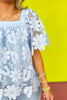 Blue Floral Lace Square Neck Scallop Hemline Top *FINAL SALE*