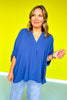 Light Navy V Neck Half Puff Sleeve Top *FINAL SALE*