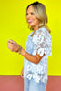 Blue Floral Lace Square Neck Scallop Hemline Top *FINAL SALE*