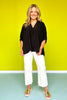 Black V Neck Half Puff Sleeve Top *FINAL SALE*