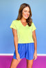 SSYS Signature Double Lined V Neck Lightweight Air Tee Shirt In Lime
