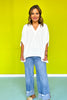 Off White V Neck Half Puff Sleeve Top *FINAL SALE*