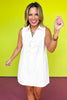 Ecru Denim Collared Sleeveless Multi Bow Detail Dress *FINAL SALE*