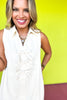 Ecru Denim Collared Sleeveless Multi Bow Detail Dress *FINAL SALE*