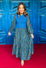SSYS Hillary Blue Knit Top Hunter Abstract Print Midi Dress *FINAL SALE*