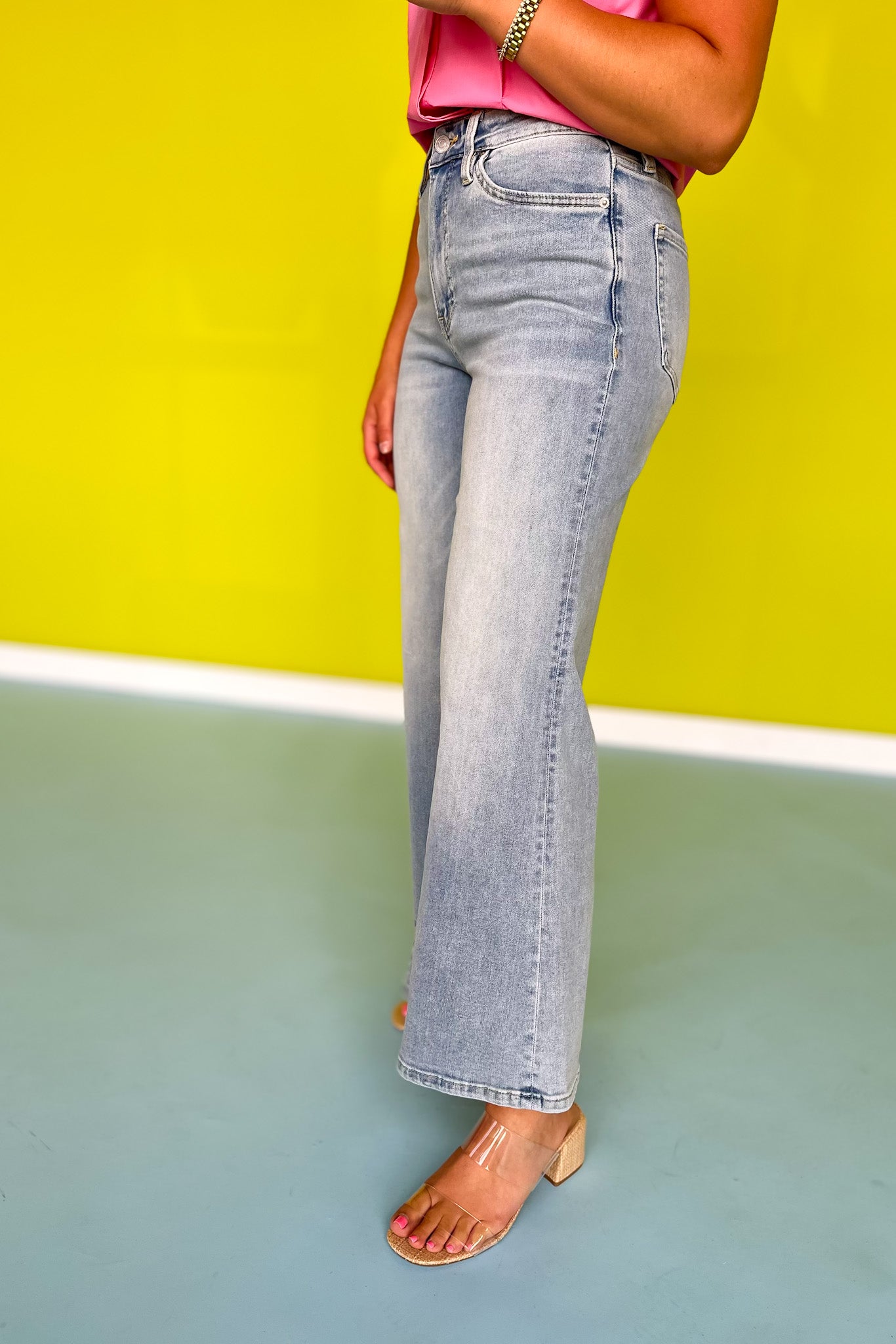 Mica High Rise Super Wide Leg Palazzo Crop Jeans