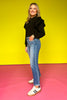 SSYS The Libby Ruffle Shoulder Button Long Sleeve Top In Black *FINAL SALE*