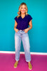 Mica Mid Rise Seam Detail Ankle Straight Leg Jeans