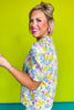 SSYS Everly Scallop Trim Puff Sleeve Top In Lime Floral *FINAL SALE*