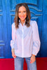 SSYS The Greta Poplin Ruffle Neck Button Down Top In White *FINAL SALE*