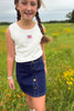 SSYS Kids Ribbed Crew Neck Sleeveless Flag Embellished Tank In Ivory