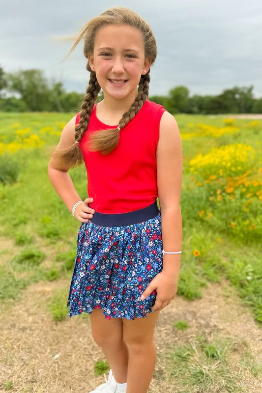 SSYS Kids Lottie Pleated Skort In Freedom Floral