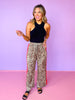Beige Animal Print Contrast Side Stripe Drawstring Pants, elevated, date night, unique, comfortable, everyday wear, ssys by mallory fitzsimmons