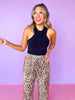 Beige Animal Print Contrast Side Stripe Drawstring Pants, elevated, date night, unique, comfortable, everyday wear, ssys by mallory fitzsimmons