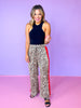 Beige Animal Print Contrast Side Stripe Drawstring Pants, elevated, date night, unique, comfortable, everyday wear, ssys by mallory fitzsimmons