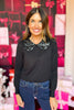 SSYS Loretta Sequin Peter Pan Collar Sweater In Black