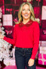 SSYS Loretta Sequin Peter Pan Collar Sweater In Red