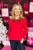 SSYS Loretta Sequin Peter Pan Collar Sweater In Red