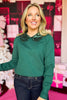 SSYS Loretta Sequin Peter Pan Collar Sweater In Hunter