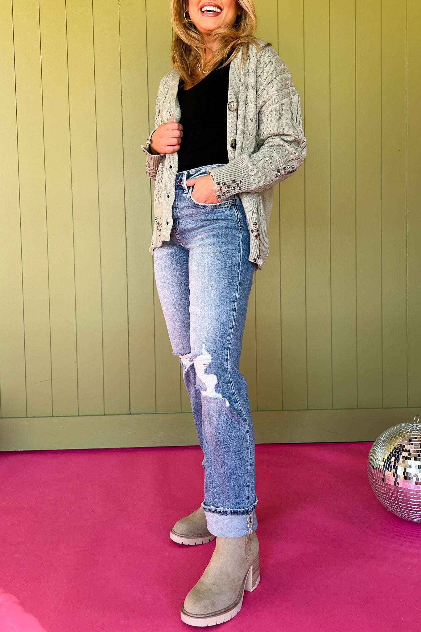 Lovervet By Vervet High Rise Distressed Detail Straight Jeans *FINAL SALE*