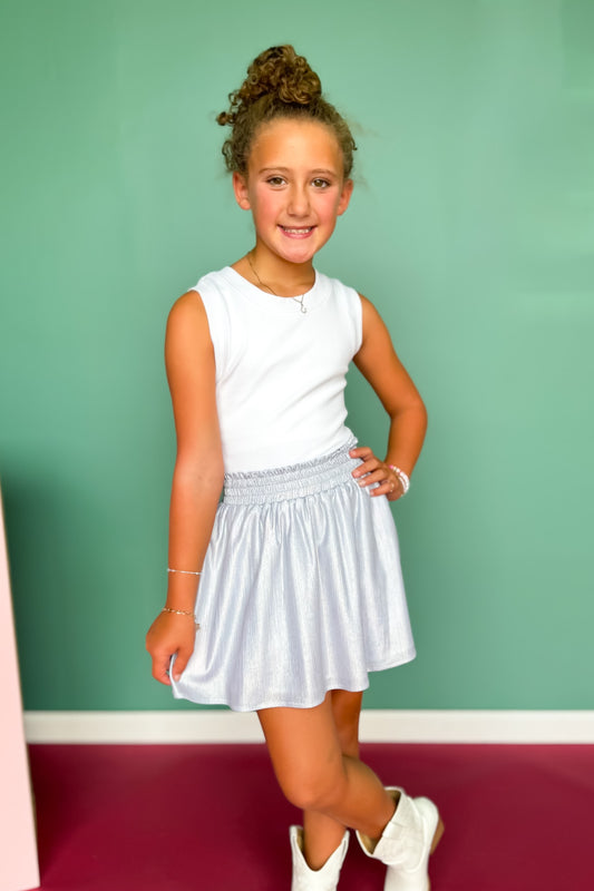 SSYS Kids Felicity Metallic Skort In Silver *FINAL SALE*