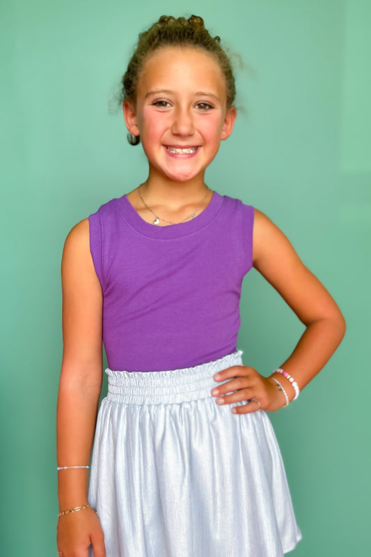 SSYS Kids Ribbed Crew Neck Sleeveless Tank In Purple *FINAL SALE*