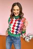 THML Green Multi Abstract Sweater, funky fall sweater, fall sweater, cozy knit sweater, funky pattern, pattern sweater, fall colors, color block sweater, abstract sweater, SSYS by mallory Fitzsimmons