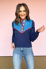 THML Navy Knit Colorblock Sweater