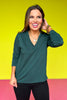 SSYS Signature Double Lined V Neck Lightweight Air Long Sleeve Tee Shirt In Hunter *FINAL SALE*