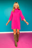 *PRE-AUTHORIZE* SSYS Evie Long Sleeve Turtleneck Mini Sweater Dress In Pink