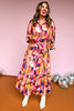 Rust Multi Print Collared Button Down Self Tie Tiered Midi Dress, pattern dress, full length dress, fall dress, fun dress for fall, button down dress, fall style, elevated mom style, SSYS by mallory Fitzsimmons