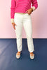 Risen Cream High Rise Side Slit Straight Leg Raw Hem Jeans *FINAL SALE*