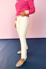 Risen Cream High Rise Side Slit Straight Leg Raw Hem Jeans *FINAL SALE*