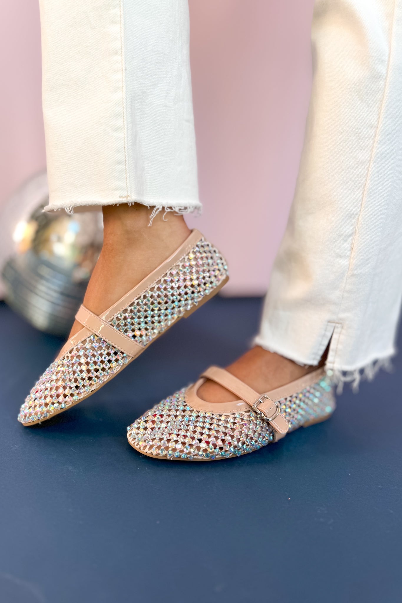 Nude Mesh Stone Detail Ballet Flats *FINAL SALE*