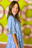 SSYS Eliza Bell Sleeve Dress In Cornflower Blue Lattice, geometric pattern, flowy, spring dress, exclusive design, ssys by mallory fitzsimmons