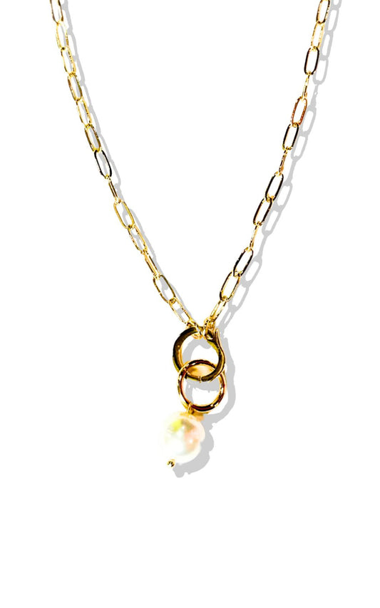 SSYS 18K Gold Plated Dainty Pearl Charm, charm necklace, charms, gold necklace, dainty necklace, jewelry, must have necklace, scripture necklace, scripture charms, elevated jewelry, ssys the label by mallory fitzsimmons