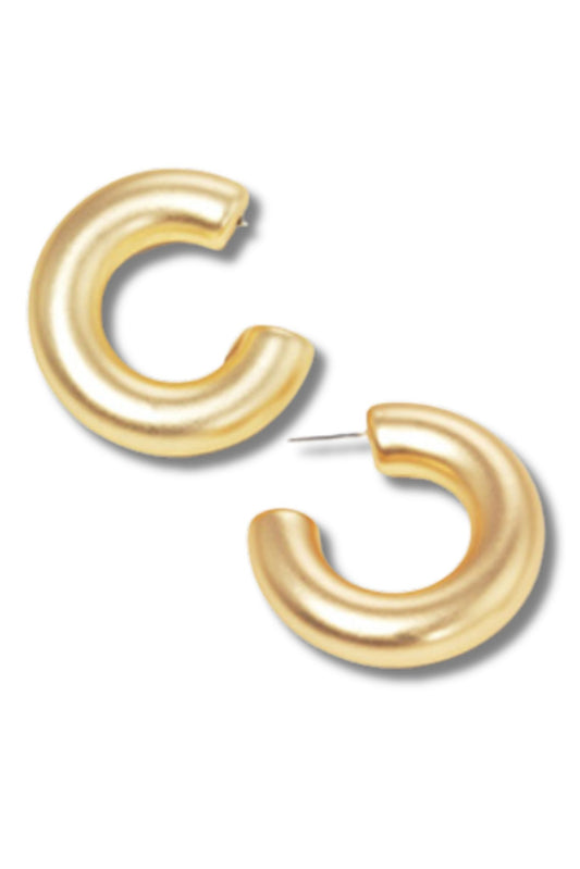 Gold Metallic Thick Hoop Earrings