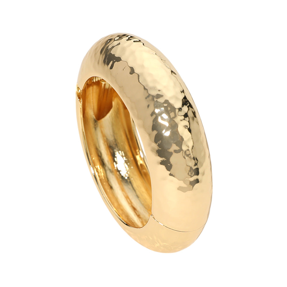 Gold Hammered Metal Bangle Bracelet