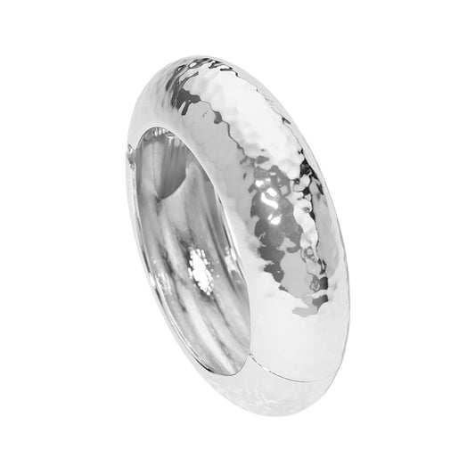Silver Hammered Metal Bangle Bracelet