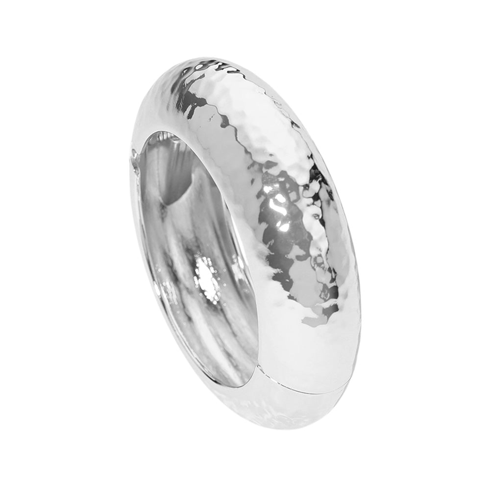 Silver Hammered Metal Bangle Bracelet