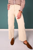 Mica Off White Chromatic High Rise Button Front Crop Wide Leg Jeans