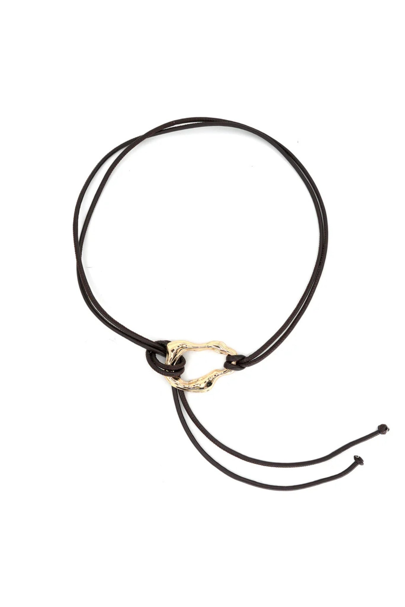 Brown Hammered Gold Ring Wrap Belt