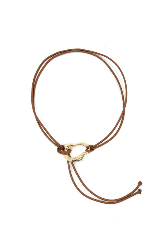 Tan Hammered Gold Ring Wrap Belt