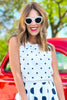 SSYS Matilda Polka Dot Top In White Navy, ssys top, elevated style, new design, cute set, easy to wear, summer essentials, ssys by mallory fitzsimmons