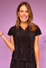 SSYS Terry V Neck Collar Top In Black *FINAL SALE*