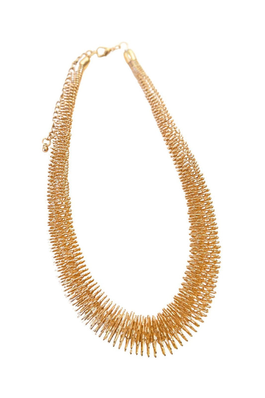 Gold Metal Coil Statement Necklace