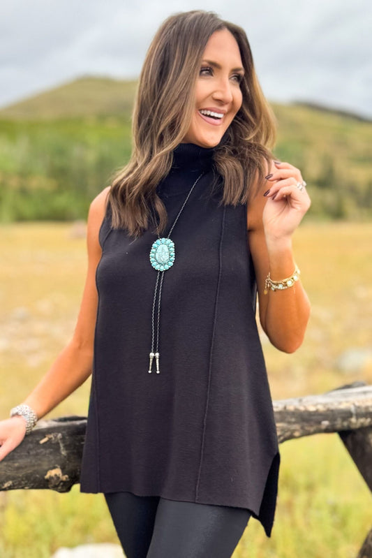 SSYS Lynn Sleeveless Mock Neck Sweater In Black