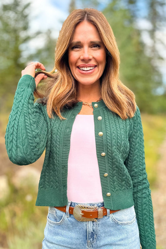 SSYS Lizzy Cable Knit Cardigan In Hunter