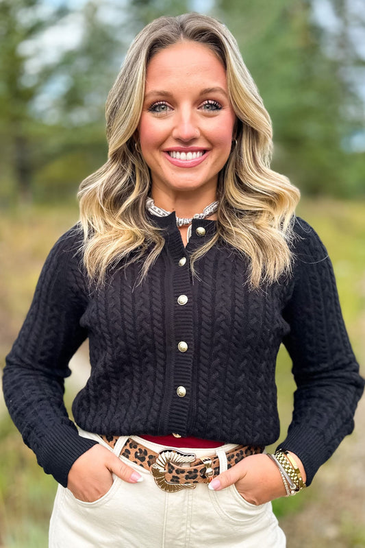 SSYS Lizzy Cable Knit Cardigan In Black